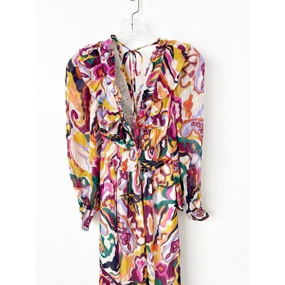 NWT Anthropologie The Odetta Ruffled Maxi Dress XXS V-Neck $198 Long Sleeve - Picture 8 of 13